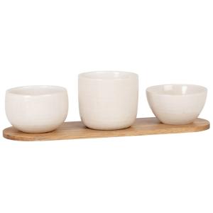Set de 3 cuencos de aperitivo de cerámica blanca y bandeja…