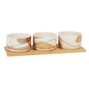 Set de 3 cuencos de aperitivo de cerámica gris topo y marró…