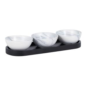 Set de 3 cuencos para aperitivos de gres blanco y negro con…