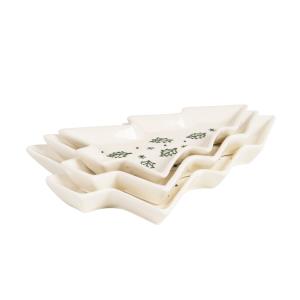 Set de 3 cuencos para aperitivos navideños de gres color cr…