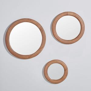 Set de 3 espejos redondos de madera de mango