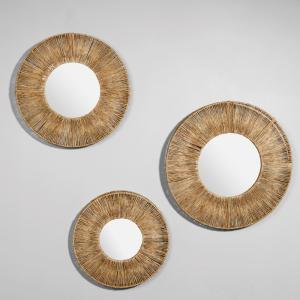 Set de 3 espejos redondos de yute trenzado