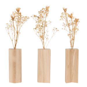 Set de 3 jarrones decorativos de madera y flores secas de 1…