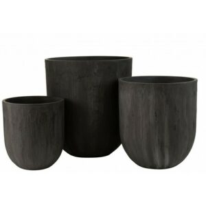 Set de 3 jarrones redondo cerámica alto negro alt. 61