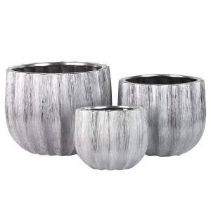 Set de 3 maceteros plateado de cerámica 32 / 25 / 19x32 / 2…