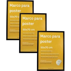 Set de 3 marco, madera de ingeniería, marco negro, 50x70 cm