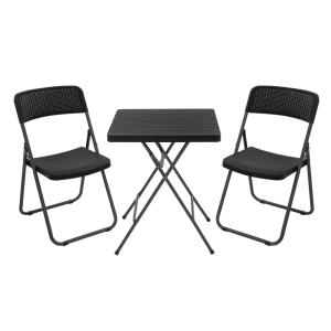 Set de 3 muebles plegables para exterior de acero negro asp…