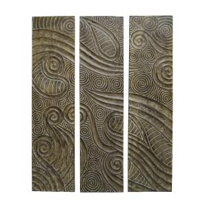 Set de 3 paneles de madera de teca marrón blanqueado alt. 1…