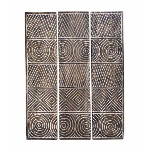 Set de 3 paneles de madera marrón blanqueado