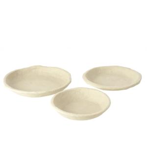 Set de 3 platos de papel blanco de 40x40x8 cm