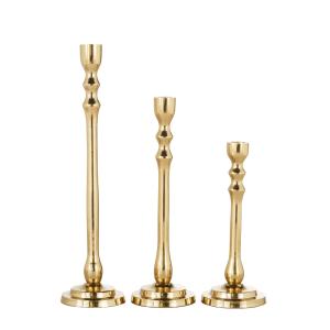 Set de 3 portavelas de aluminio dorado