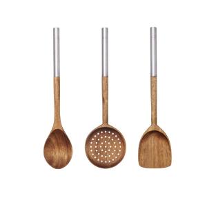 Set de 3 utensilios de cocina en madera natural