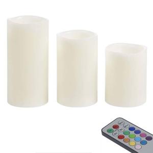 Set de 3 velas de parafina multicolor de 7,5 cm