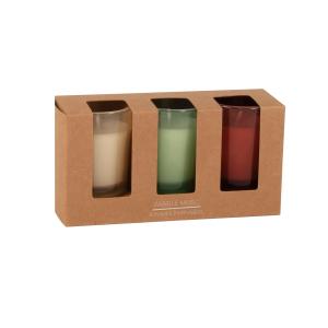 Set de 3 velas perfumadas en vaso de vidrio amarillo, verde…