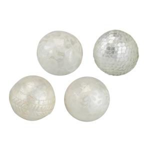 Set de 4 bolas blanco de nácar 10x10x10cm