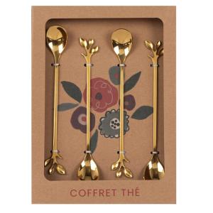 Set de 4 cucharas de acero inoxidable dorado