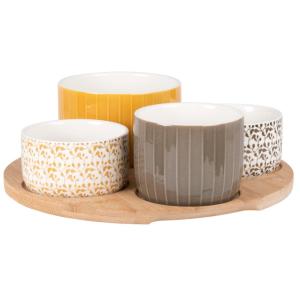Set de 4 cuencos aperitivo cerámica gris/blanco/amarillo y…