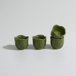 Set de 4 hueveras de cerámica verde