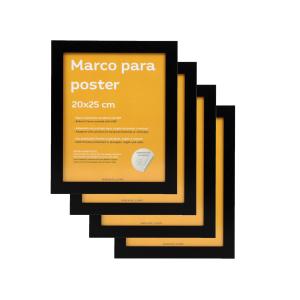 Set de 4 marco, madera de ingeniería, marco negro, 20x25 cm