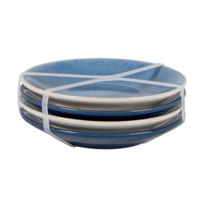Set de 4 platos de cerámica azul y blanco