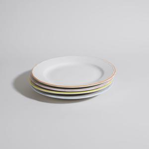Set de 4 platos de postre de porcelana con bordes multicolor