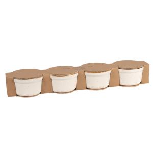 Set de 4 ramequines de gres blanco roto y marrón