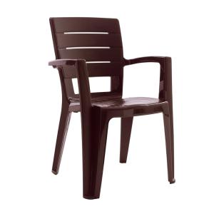 Set de 4 sillas apilables de resina con reposabrazos moka