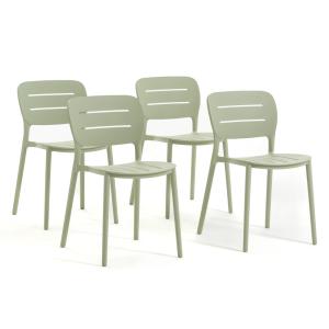 Set de 4 sillas apilables de resina reforzada verdes