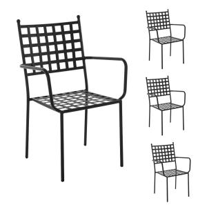 Set de 4 sillas de jardín apilables Cartago de hierro negra…