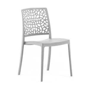 Set de 4 sillas de jardín apilables en resina gris claro