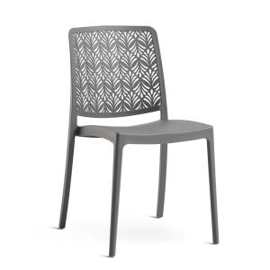 Set de 4 sillas de jardín apilables en resina gris oscuro