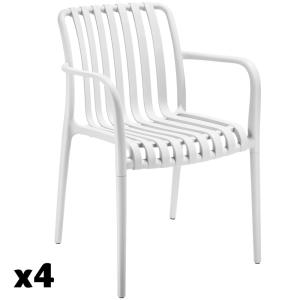 Set de 4 sillas de jardín apilables y 54,5x58x80,5 cm, blan…