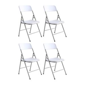 Set de 4 sillas de jardín plegables de HDPE y acero blancas