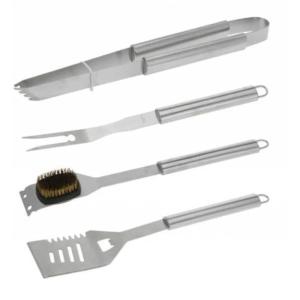 Set de 4 utensillos para barbacoa en acero inox plateados d…