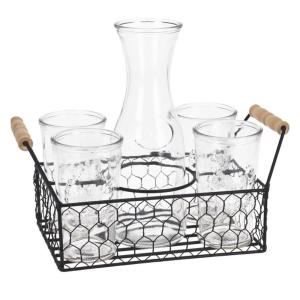 Set de 4 vasos de vidrio transparente de de 1l