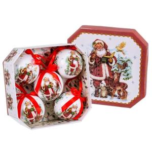 Set de 5 bolas de Navidad de Papá Noel de polyfoam blancas