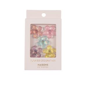 Set de 5 chinchetas con forma de flores multicolores