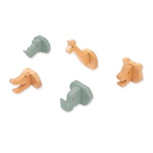 Set de 5 colgadores infantiles de animales madera/eucalipto