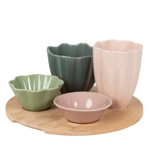 Set de 5 cuencos de cerámica y bandeja para aperitivos y ba…
