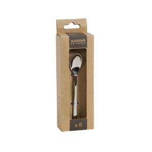 Set de 6 cucharillas de acero inoxidable plateado