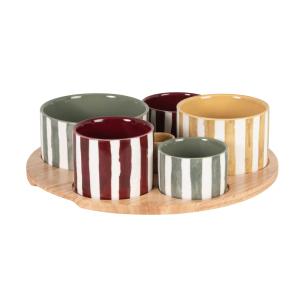 Set de 6 cuencos para aperitivos de cerámica multicolor y b…