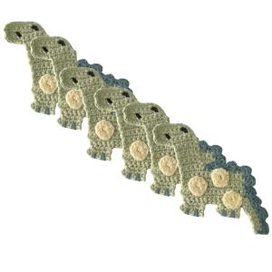 Set de 6 parches crochet Dinosaurio