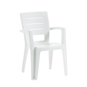 Set de 6 sillas apilables de resina con reposabrazos blancas