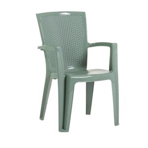 Set de 6 sillas apilables de resina con reposabrazos verdes
