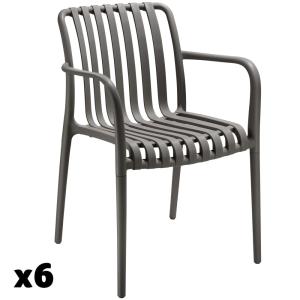 Set de 6 sillas de jardín apilables y 54,5x58x80,5 cm, antr…