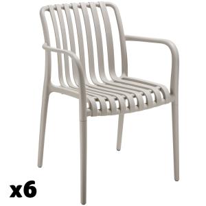 Set de 6 sillas de jardín apilables y 54,5x58x80,5 cm, gris…