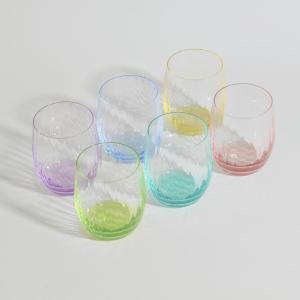 Set de 6 vasos de vidrio transparente y multicolor