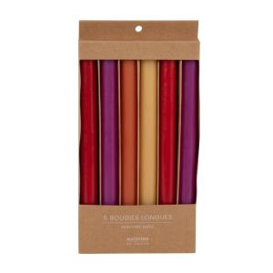 Set de 6 velas largas rectas rojas, rosas, naranjas, amaril…