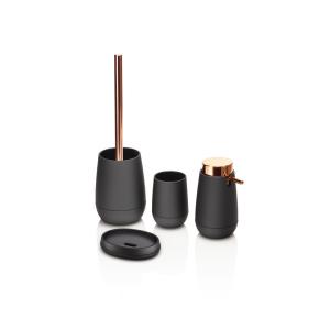 Set de accesorios de baño 4 piezas abs negro/cobre y goma