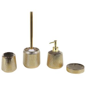 Set de accesorios de baño 4 piezas de cerámica dorada